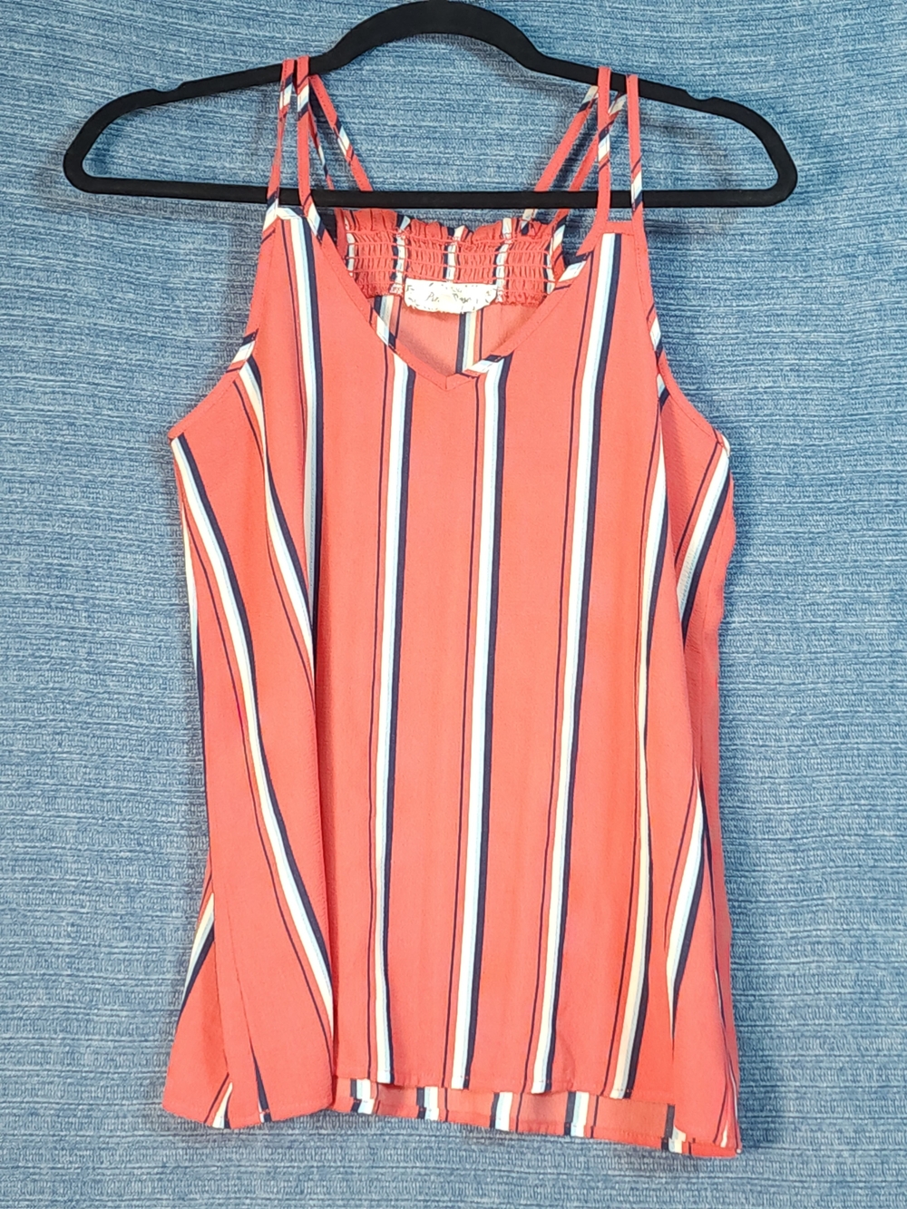 Pink Rose Coral Striped Spaghetti Strap Tank Top